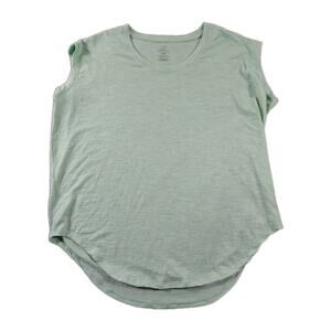 Woolx Shirt Women's L Mint Green Merino Wool Curved Hem Gabi Cap SS Stretch GUC
